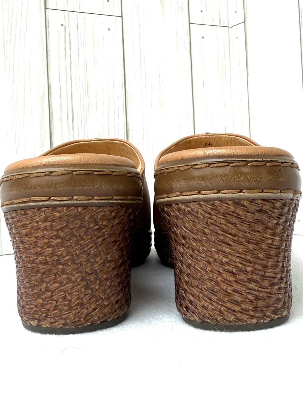 Sofft Tan Leather Wedge Sandals